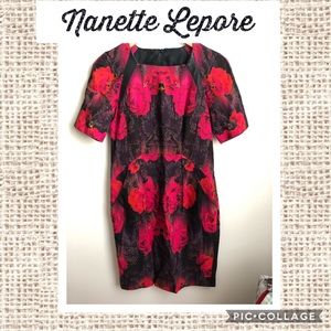 Nanette Lepore Short Sleeve Red Flower Dress 🌹